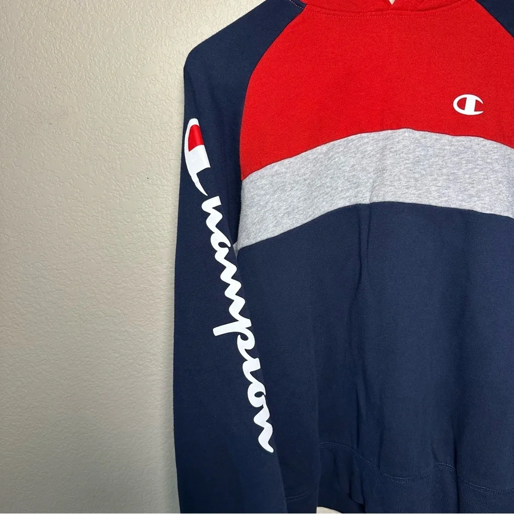 Champion Colorblock Hoodie Boy XL Red‎ Gray Navy Authentic Athleticwear Pullover